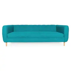 SOFAS HOME - SOFA LYNETTE CHENILLE TIPO LINO TURQUESA 2 CUERPOS