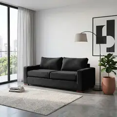LATAM HOME - Sofá Livorno 3 Cuerpos Tela Velvet Negro