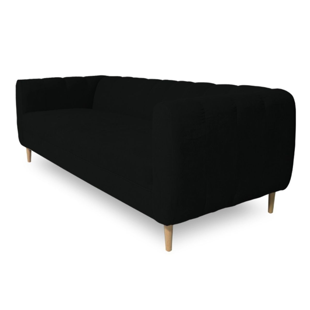 SOFAS HOME - SOFA LYNETTE FELPA NEGRO 2 CUERPOS