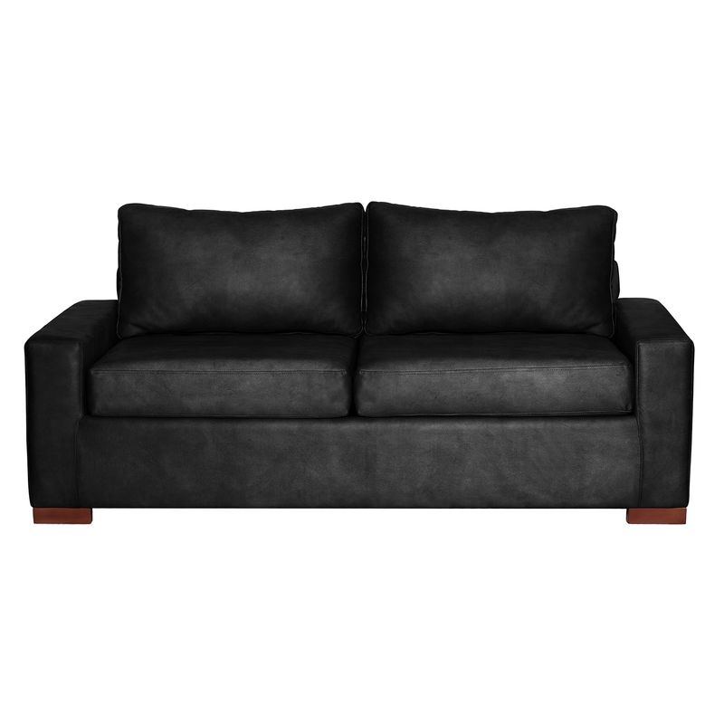 LATAM HOME - Sofá Livorno 3 Cuerpos Cuero Kentucky Negro