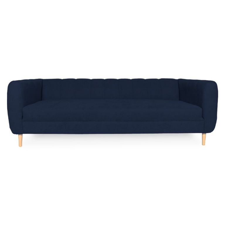 SOFA LYNETTE CHENILLE TIPO LINO AZUL 3 CUERPOS