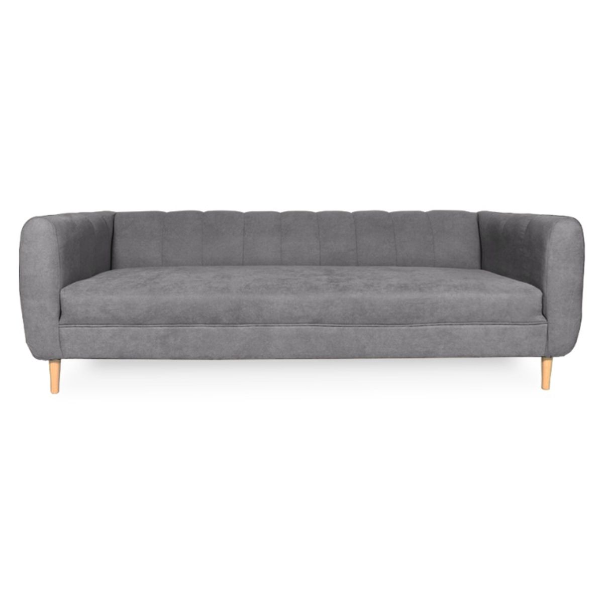 SOFAS HOME - SOFA LYNETTE CHENILLE TIPO LINO GRIS 3 CUERPOS