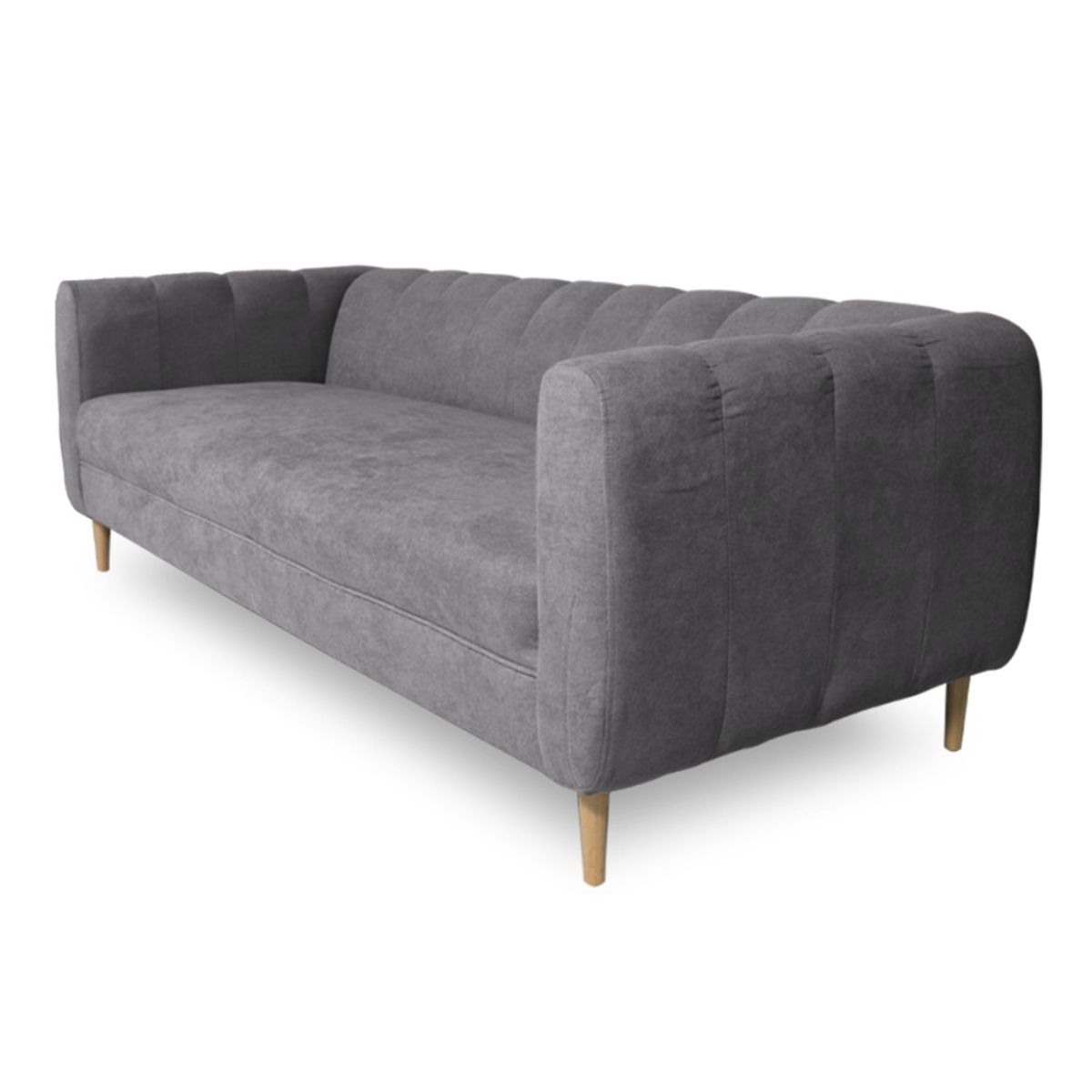 SOFAS HOME - SOFA LYNETTE CHENILLE TIPO LINO GRIS 3 CUERPOS