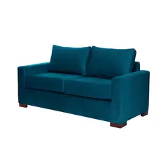 LATAM HOME - Sofá Livorno 2 Cuerpos Tela Velvet Azul Petroleo