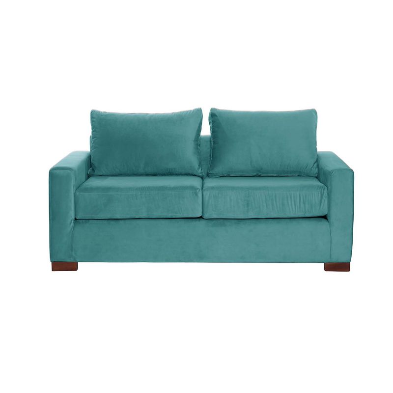 LATAM HOME - Sofá Livorno 2 Cuerpos Tela Velvet Turquesa