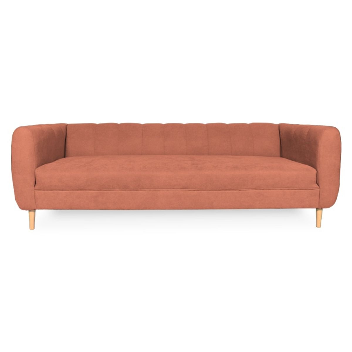 SOFAS HOME - SOFA LYNETTE CHENILLE TIPO LINO PALO ROSA 3 CUERPOS
