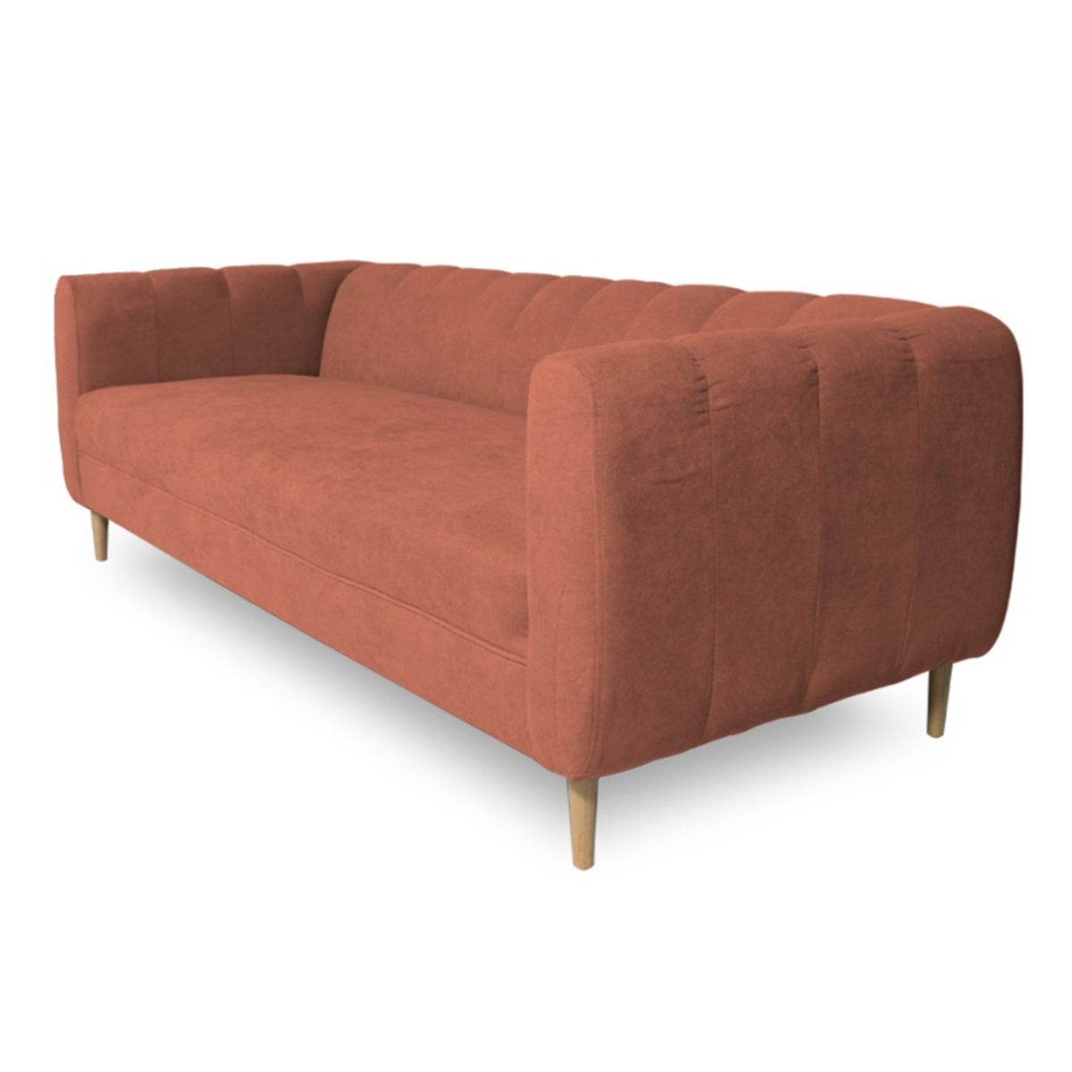 SOFAS HOME - SOFA LYNETTE CHENILLE TIPO LINO PALO ROSA 3 CUERPOS