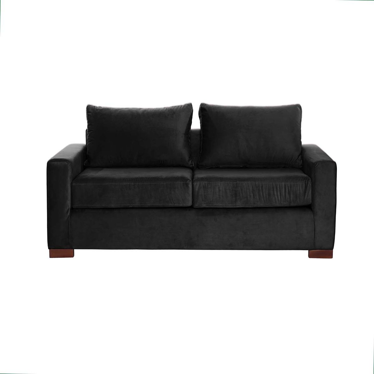 LATAM HOME - Sofá Livorno 2 Cuerpos Tela Velvet Negro