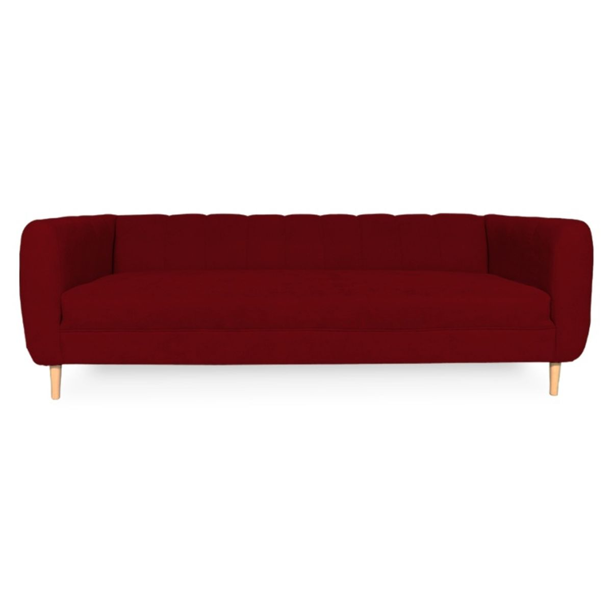 SOFAS HOME - SOFA LYNETTE CHENILLE TIPO LINO ROJO 3 CUERPOS