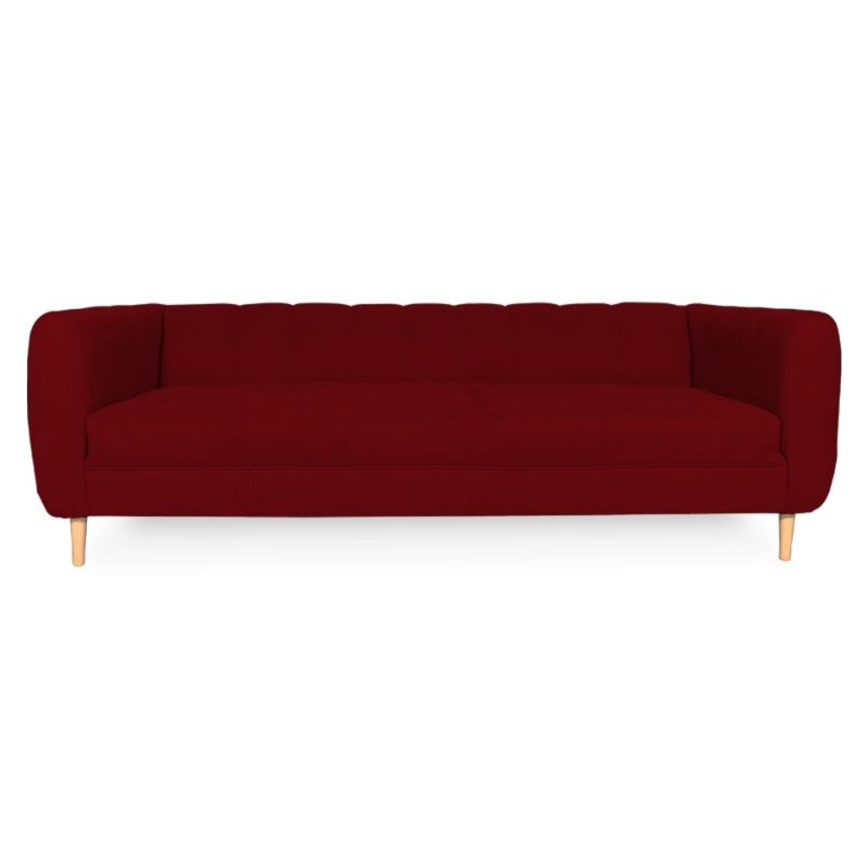 SOFAS HOME - SOFA LYNETTE CHENILLE TIPO LINO ROJO 3 CUERPOS