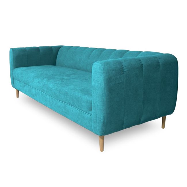 SOFAS HOME - SOFA LYNETTE CHENILLE TIPO LINO TURQUESA 3 CUERPOS