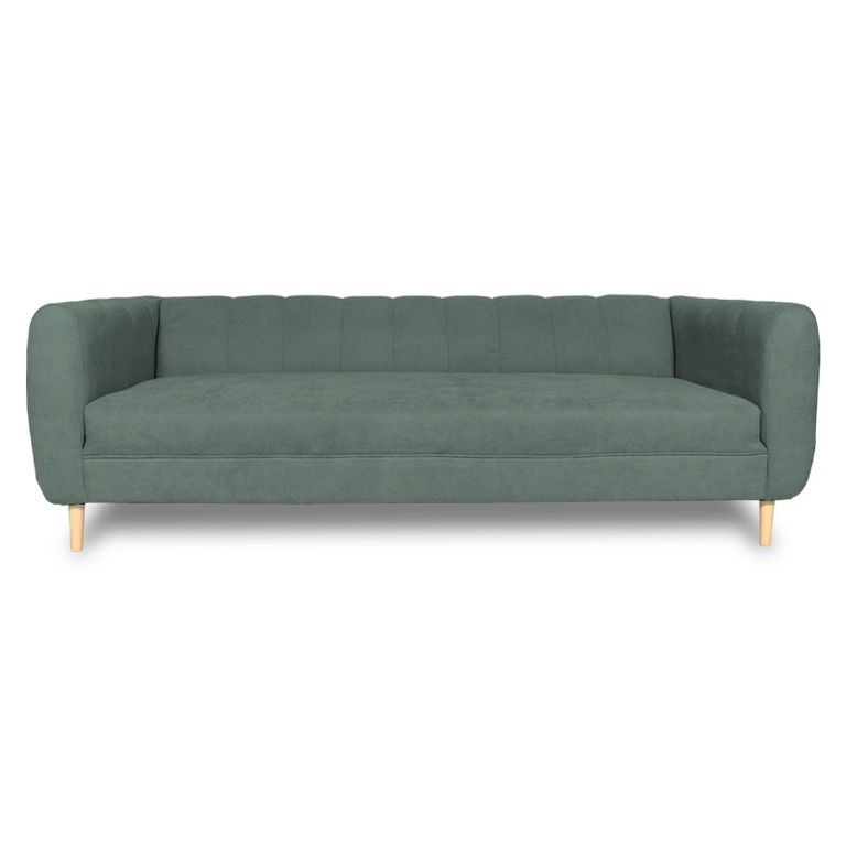 SOFA LYNETTE CHENILLE TIPO LINO VERDE 3 CUERPOS