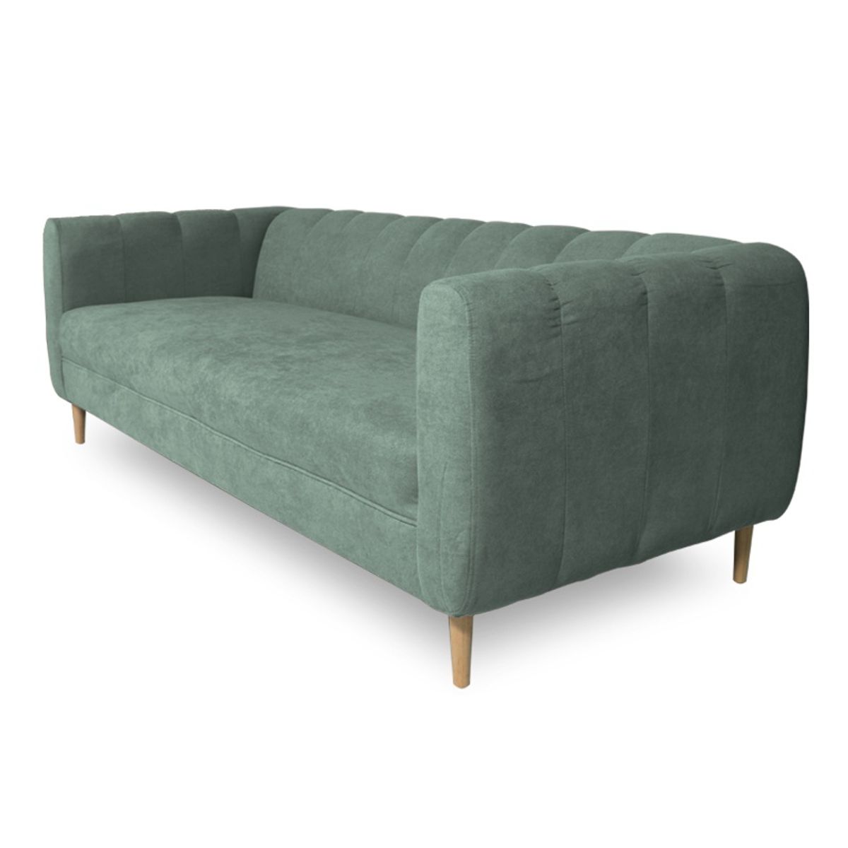 SOFAS HOME - SOFA LYNETTE CHENILLE TIPO LINO VERDE 3 CUERPOS