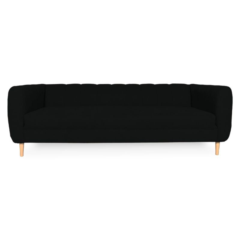 SOFAS HOME - SOFA LYNETTE FELPA NEGRO 3 CUERPOS