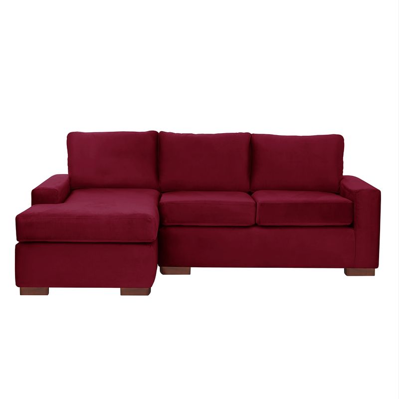 LATAM HOME - Sofá Seccional Izquierdo Livorno Tela Velvet Burdeo