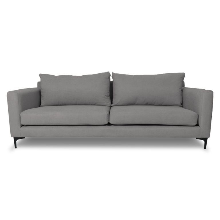 SOFA ALANNA CHENILLE TIPO LINO GRIS 2 CUERPOS
