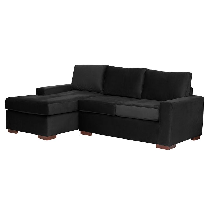 LATAM HOME - Sofá Seccional Izquierdo Livorno Tela Velvet Negro