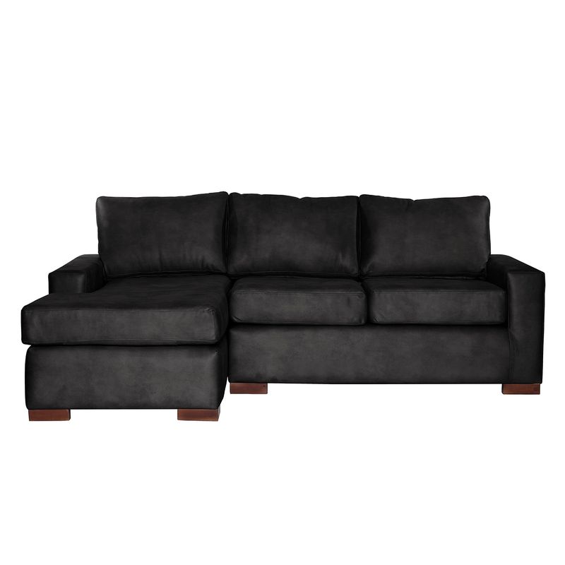 LATAM HOME - Sofá Seccional Izquierdo Livorno Cuero Kentucky Negro