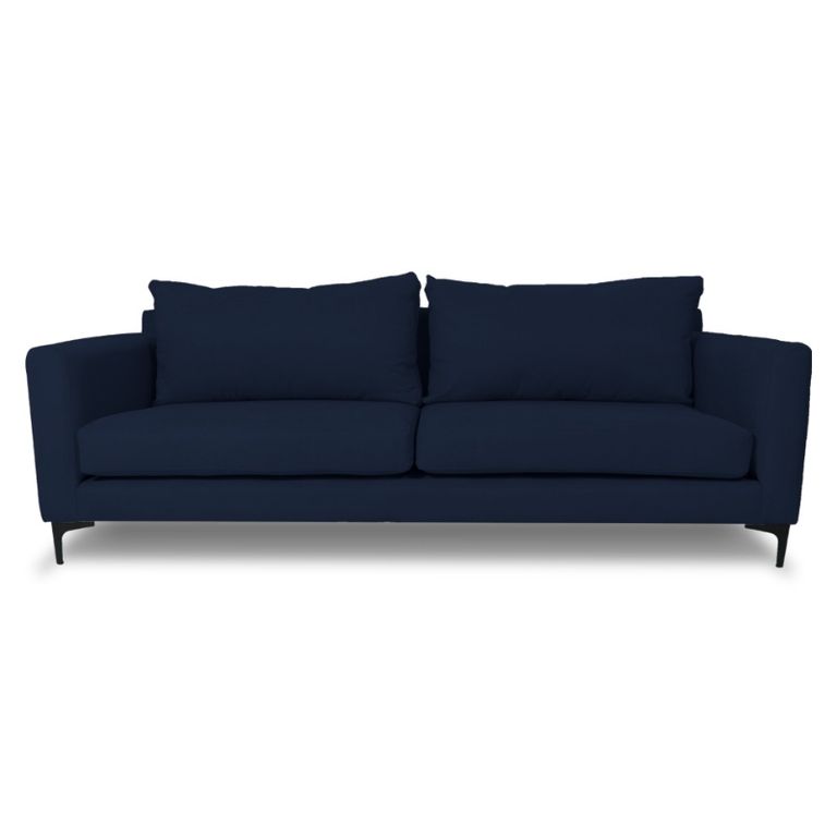SOFA ALANNA CHENILLE TIPO LINO AZUL 3 CUERPOS