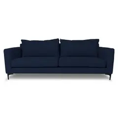 SOFAS HOME - SOFA ALANNA CHENILLE TIPO LINO AZUL 3 CUERPOS