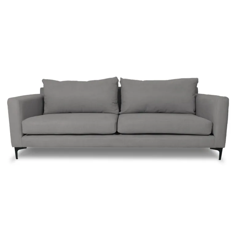SOFA ALANNA CHENILLE TIPO LINO GRIS 3 CUERPOS