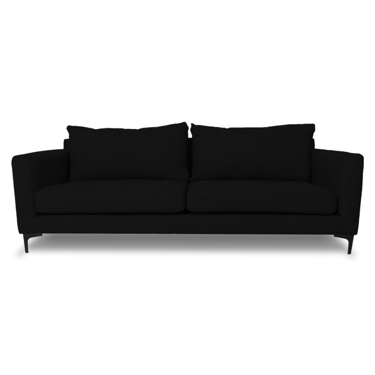 SOFA ALANNA CHENILLE TIPO LINO NEGRO 3 CUERPOS