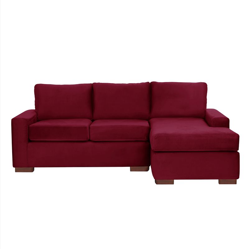 LATAM HOME - Sofá Seccional Derecho Livorno Tela Velvet Burdeo