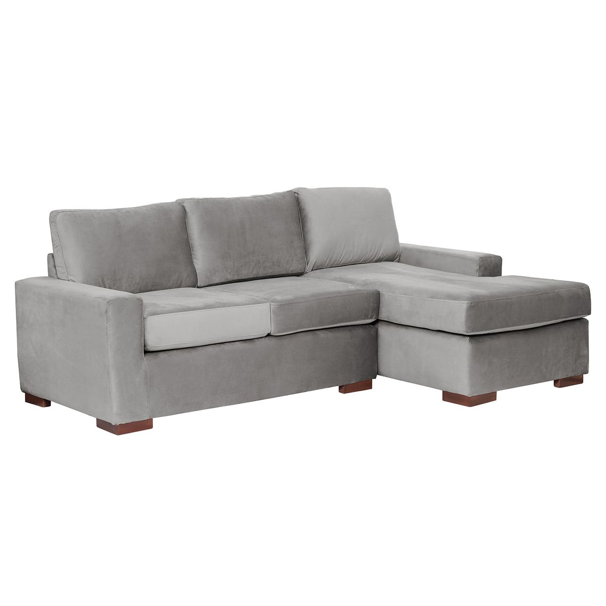 LATAM HOME - Sofá Seccional Derecho Livorno Tela Velvet Gris