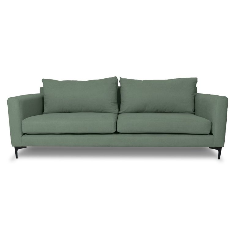 SOFA ALANNA CHENILLE TIPO LINO VERDE 3 CUERPOS