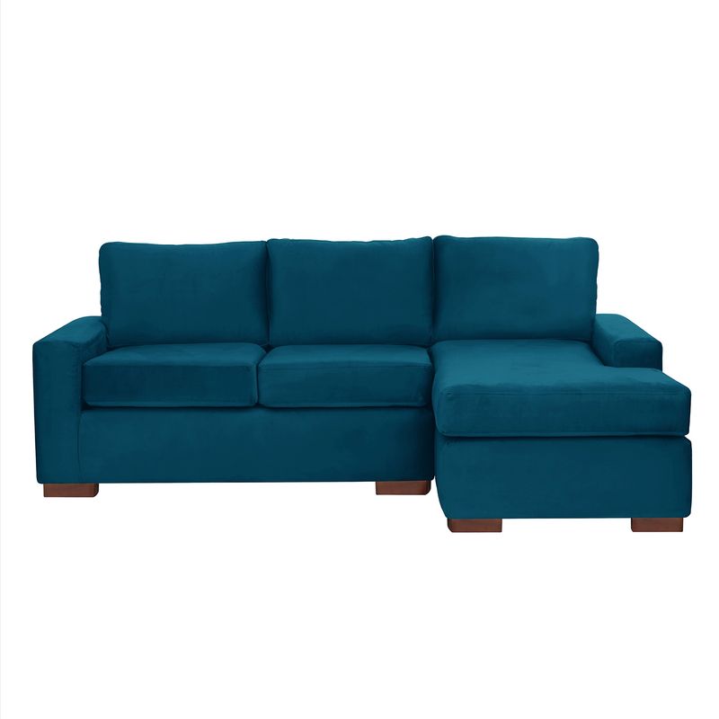 LATAM HOME - Sofá Seccional Derecho Livorno Tela Velvet Azul Petroleo