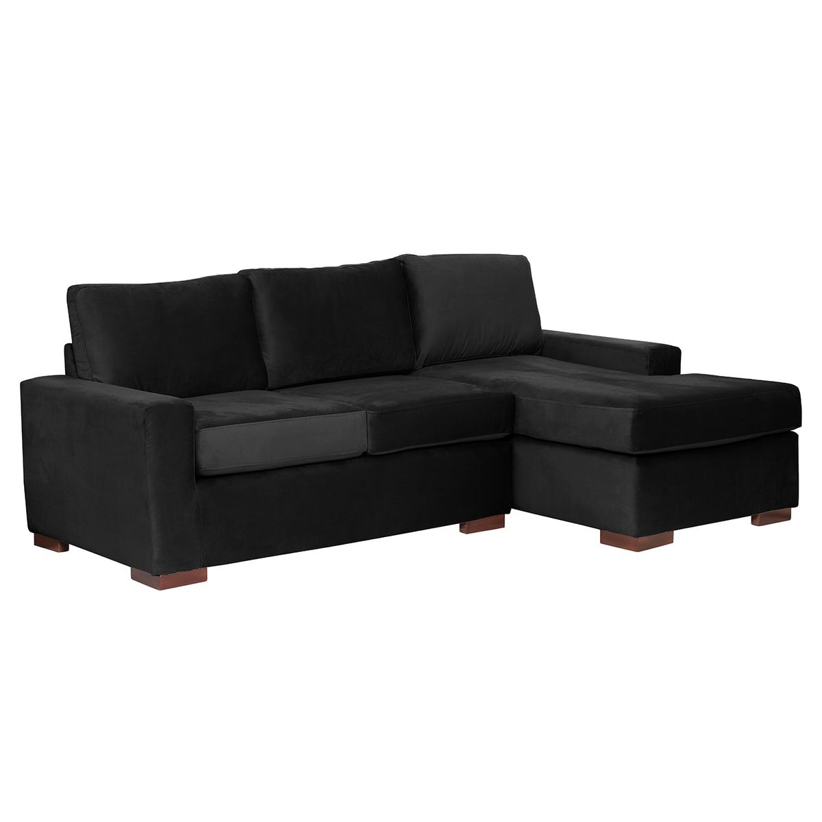 LATAM HOME - Sofá Seccional Derecho Livorno Tela Velvet Negro