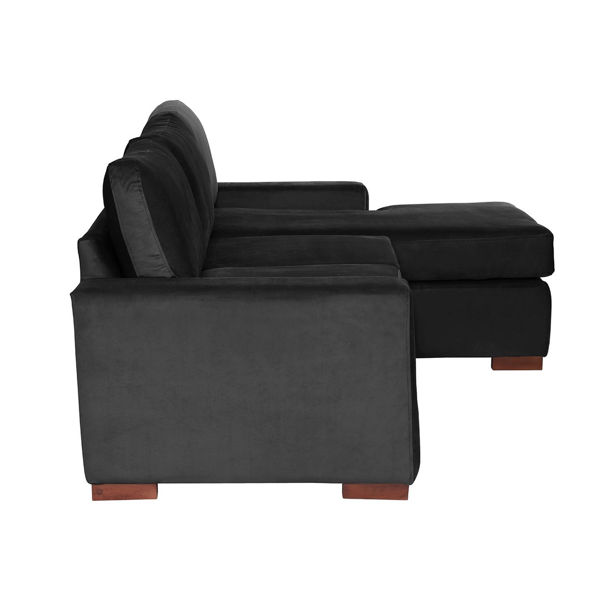 LATAM HOME - Sofá Seccional Derecho Livorno Tela Velvet Negro