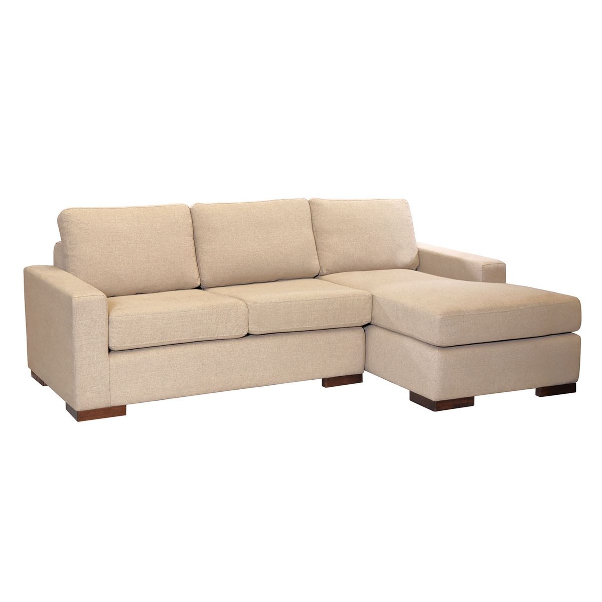 LATAM HOME - Sofá Seccional Latam Home Livorno Lino Natural, 3 Cuerpos, Chaise Longue
