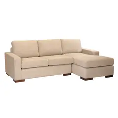 LATAM HOME - Sofá Seccional Livorno Lino Natural, 3 Cuerpos, Chaise Longue