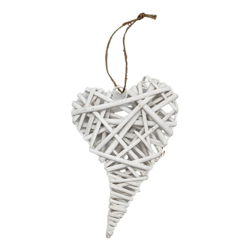 GENERICO - Decoración Colgante De Mimbre Corazón Color Blanco