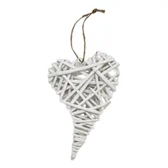GENERICO - Decoración Colgante De Mimbre Corazón Color Blanco