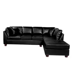 LATAM HOME - Sofá Seccional Padua Negro 5 Cuerpos Grano Pu