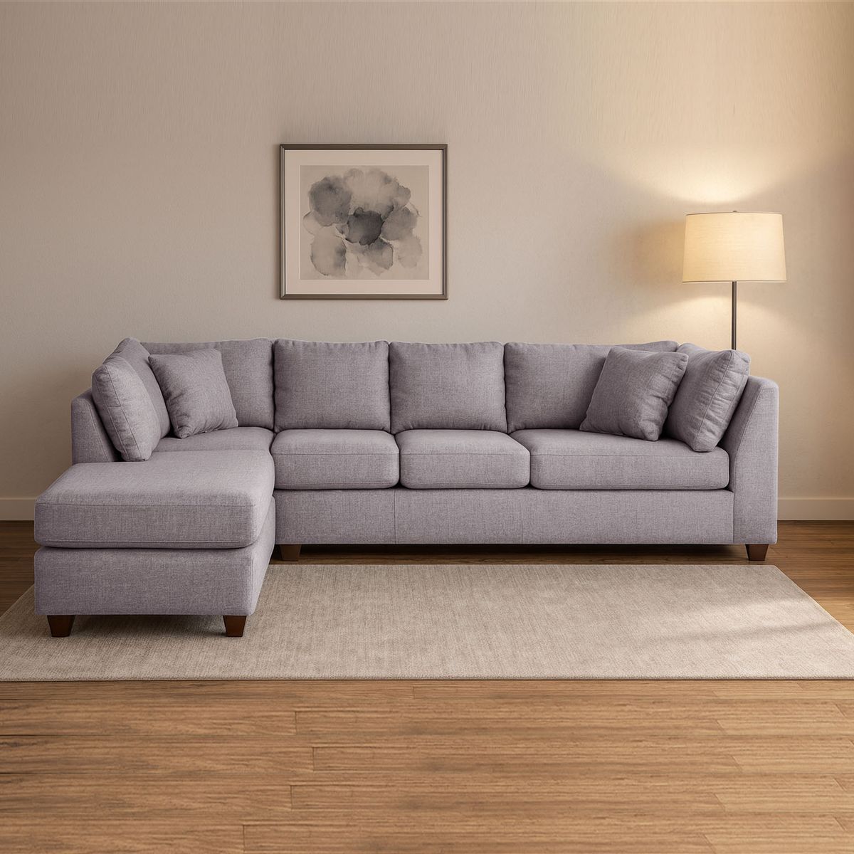 LATAM HOME - Sofá Seccional Padua Izquierdo Lino Gris Claro