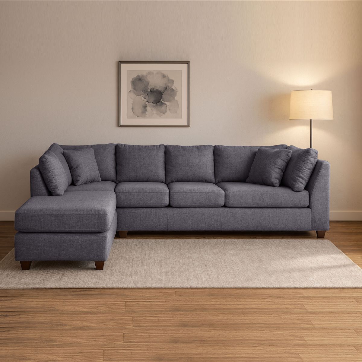 LATAM HOME - Sofá Seccional Latam Home Padua Gris Oscuro 5 Cuerpos