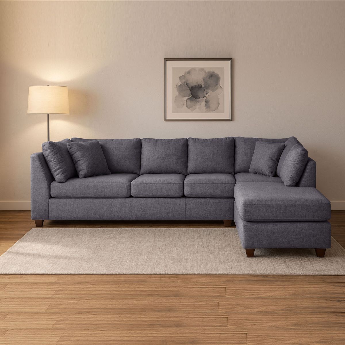 LATAM HOME - Sofá Seccional Padua Derecho Lino Gris Oscuro