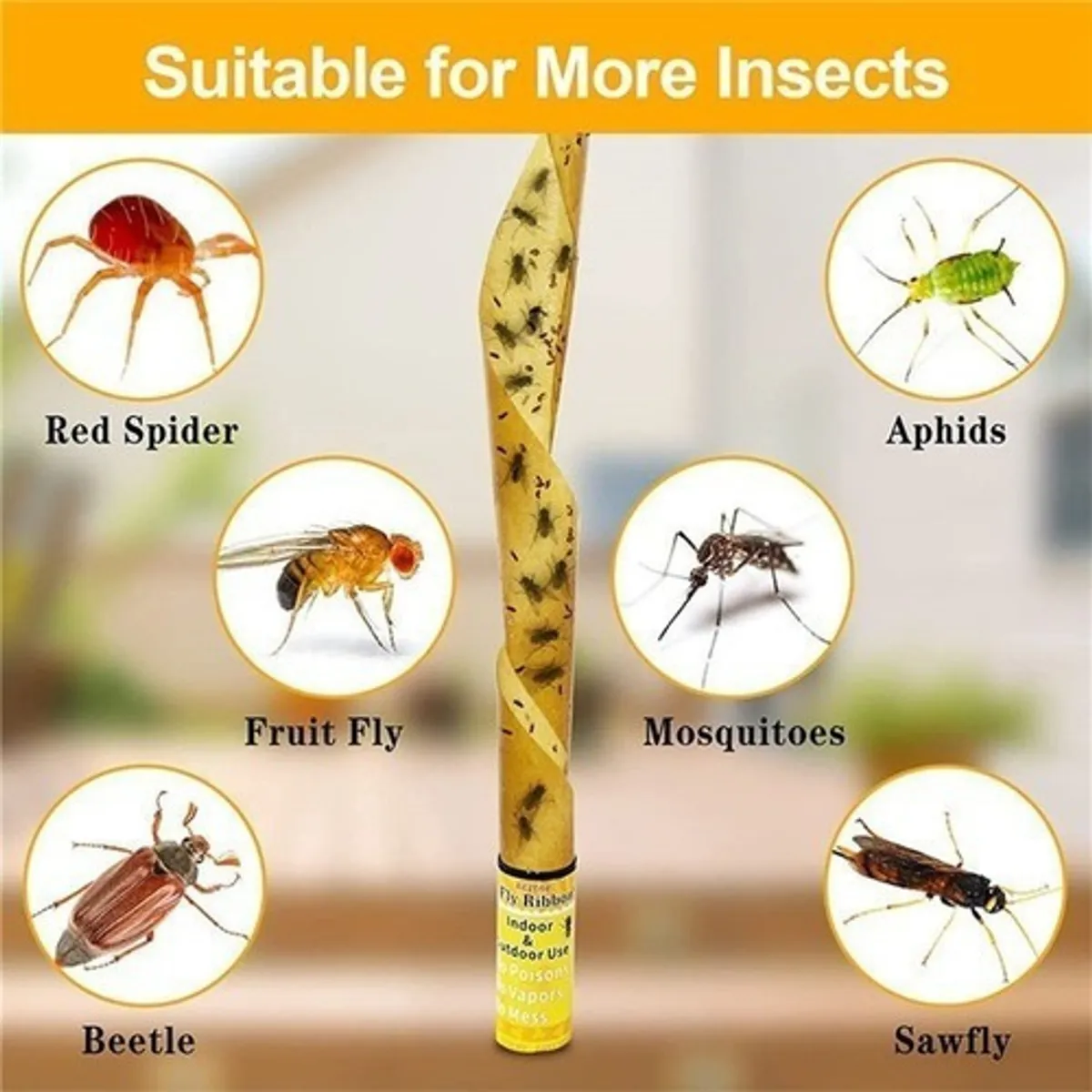 U BUY - Pack 96 Cintas Atrapa Mata Moscas Mosquitos No Tóxico Eficaz