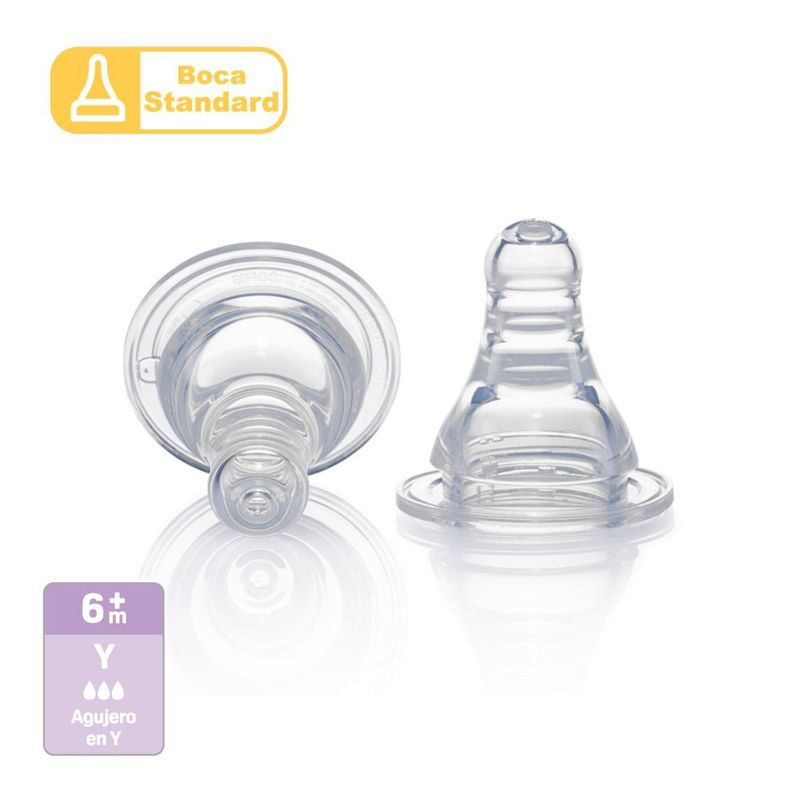 PIGEON - 2 Tetinas de Silicona PIGEON Flexible -Y Boca Standard 6m+