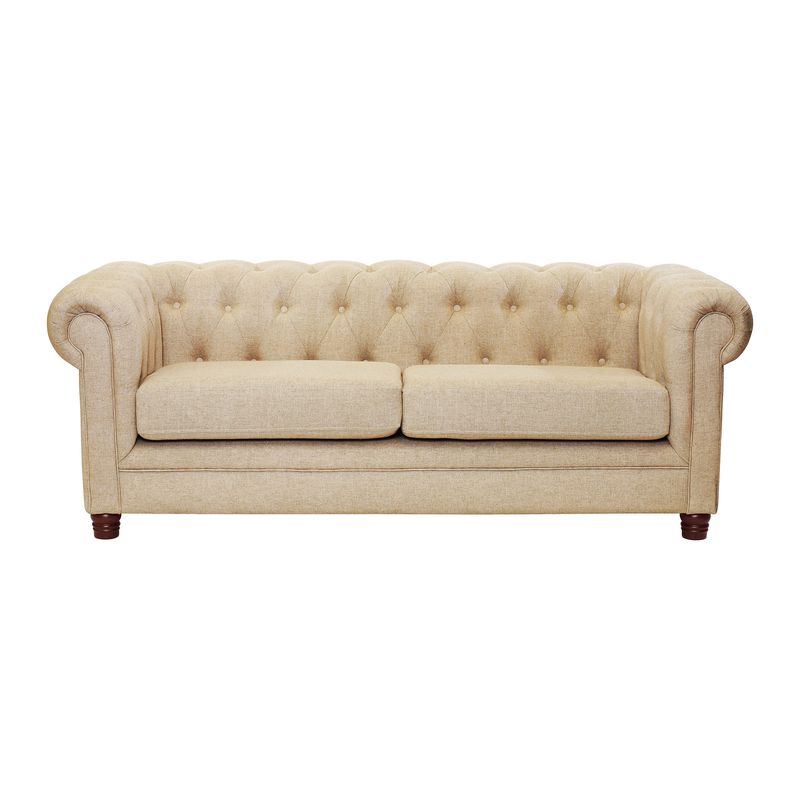 LATAM HOME - Sofá Latam Home Florencia Capitoné 3 Cuerpos Lino Natural