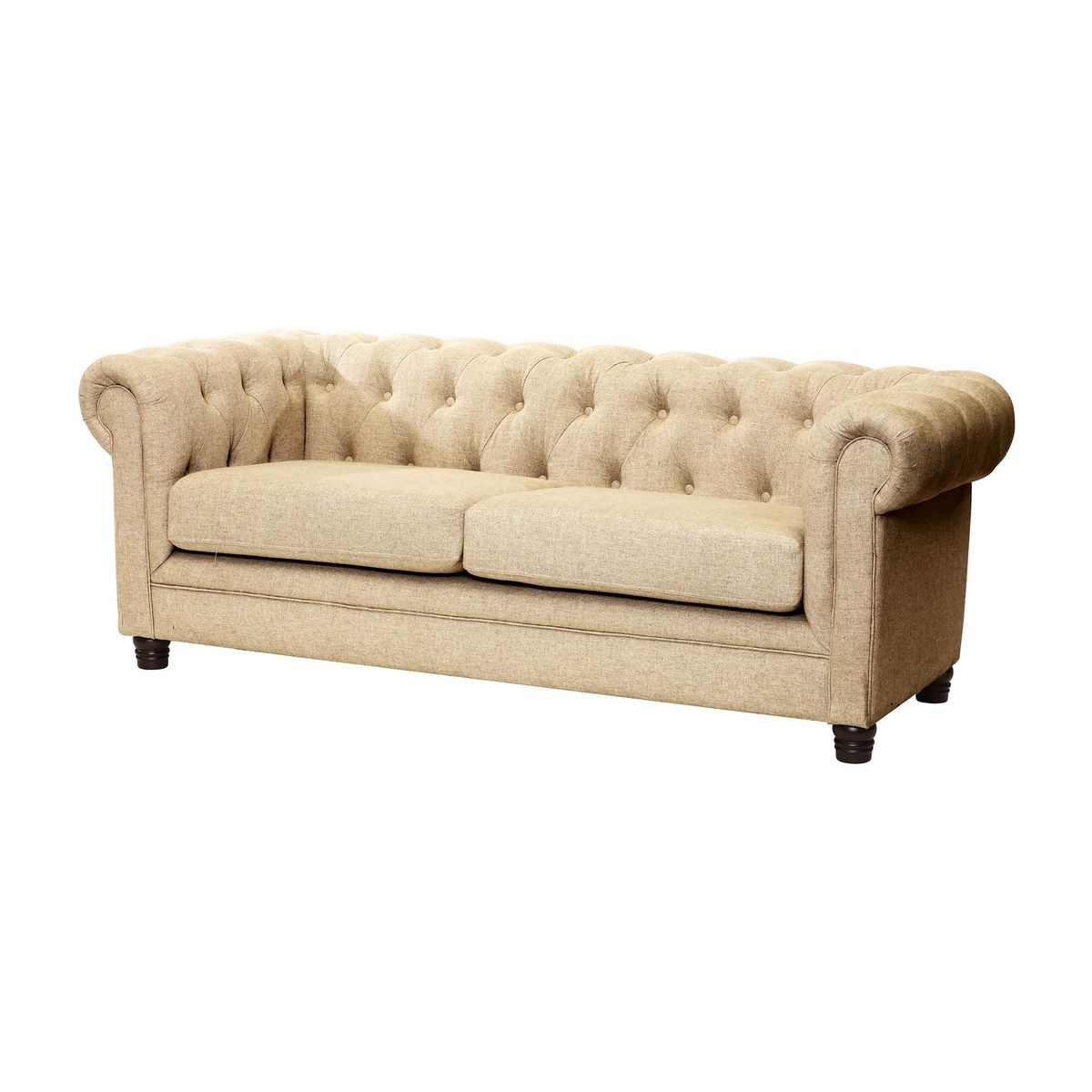 LATAM HOME - Sofá Latam Home Florencia Capitoné 3 Cuerpos Lino Natural