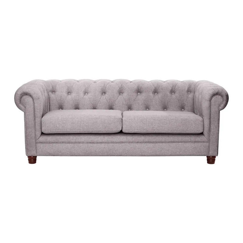 LATAM HOME - Sofá Florencia 3 Cuerpos Capitoné Lino Gris Claro