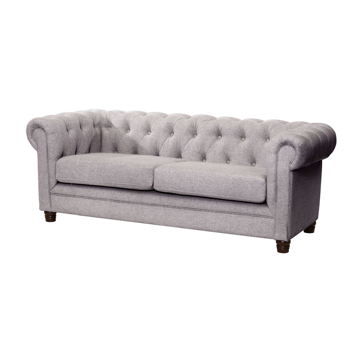 LATAM HOME - Sofá Florencia 3 Cuerpos Capitoné Lino Gris Claro