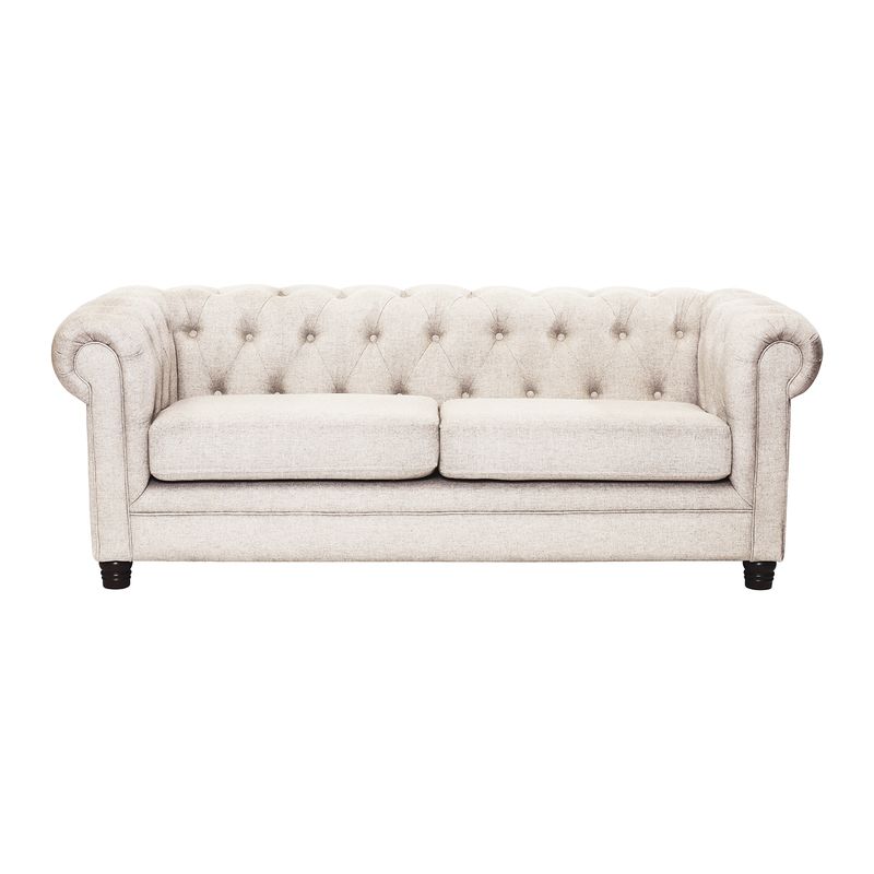 LATAM HOME - Sofá Florencia 3 Cuerpos Capitoné Lino Blanco