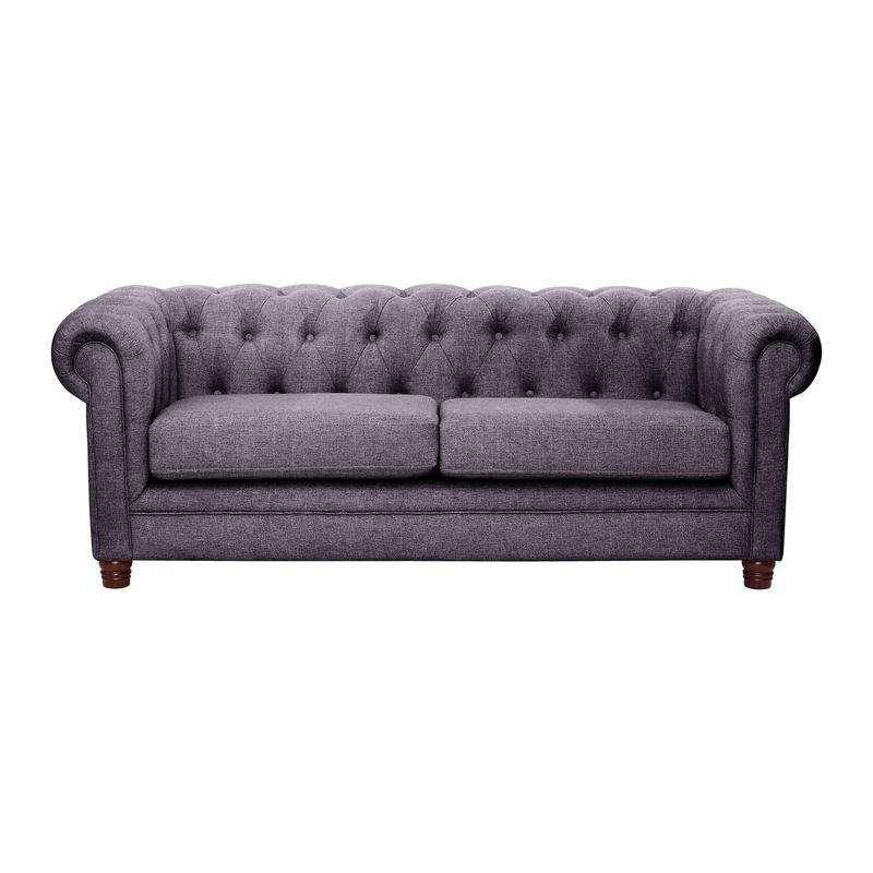 LATAM HOME - Sofá Florencia 3 Cuerpos Capitoné Lino Gris Oscuro