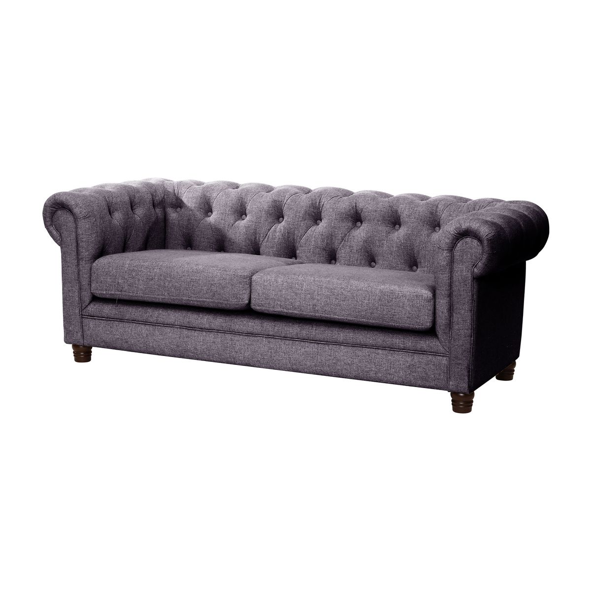 LATAM HOME - Sofá Florencia 3 Cuerpos Capitoné Lino Gris Oscuro