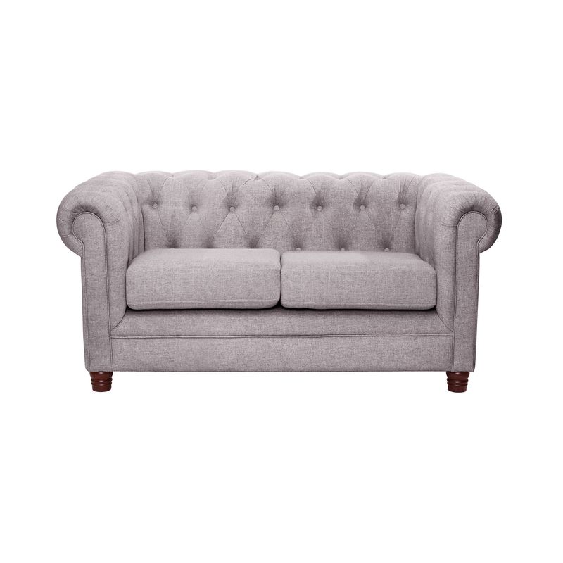LATAM HOME - Sofá Florencia 2 Cuerpos Capitoné 2C Lino Gris Claro